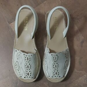 Reaction Kenneth Cole Women's Cream Laser-Cut Slingback Sandals